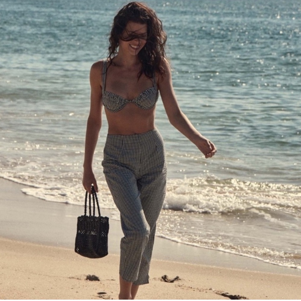 Doen Roseau Cotton High Waist Capri Pants — La Magdalena Gingham